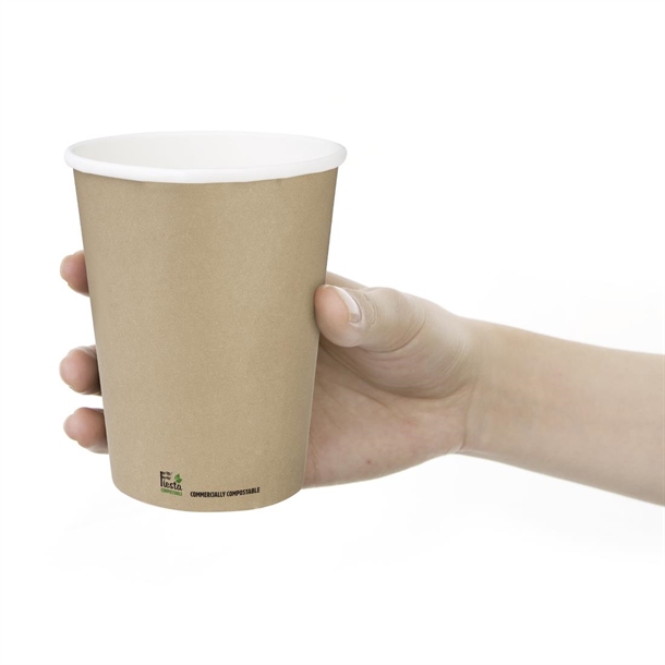 Fiesta Compostable Coffee Cup Single Wall Kind Kraft 340ml (1000 Pack)