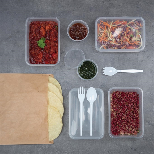 Fiesta Recyclable Plastic Microwavable Containers with Lid Large 1000ml (250 Pack)