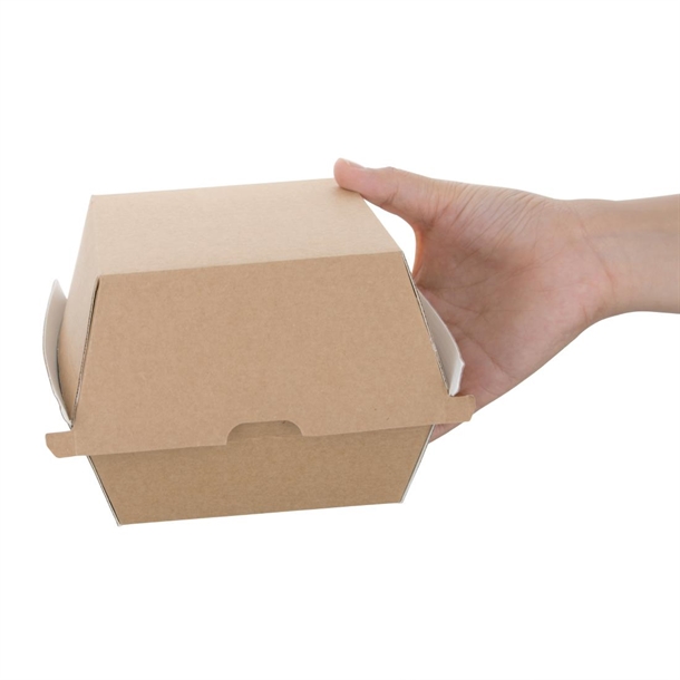 Fiesta Compostable Kraft Burger Boxes Large 112mm (150 Pack) Fiesta Compostable Kraft Burger Boxes Large 112mm (150 Pack)