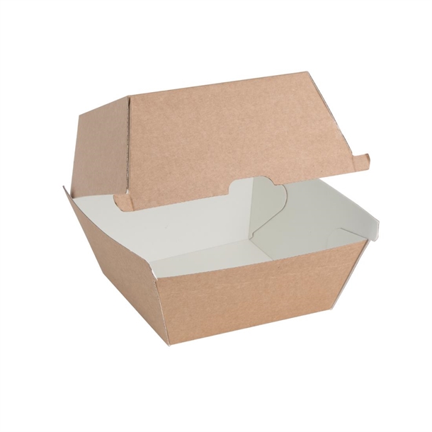 Fiesta Compostable Kraft Burger Boxes Large 112mm (150 Pack) Fiesta Compostable Kraft Burger Boxes Large 112mm (150 Pack)