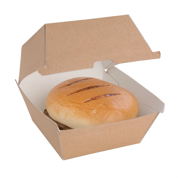 Fiesta Compostable Kraft Burger Boxes Large 112mm (150 Pack) Fiesta Compostable Kraft Burger Boxes Large 112mm (150 Pack)