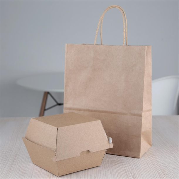 Fiesta Compostable Kraft Burger Boxes Large 112mm (150 Pack) Fiesta Compostable Kraft Burger Boxes Large 112mm (150 Pack)