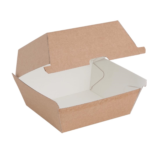 Fiesta Compostable Kraft Burger Boxes Small 105mm (200 Pack) Fiesta Compostable Kraft Burger Boxes Small 105mm (200 Pack)