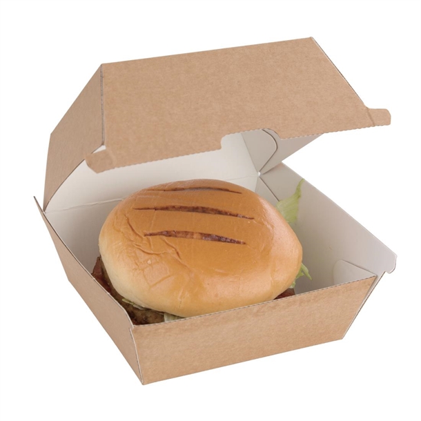 Fiesta Compostable Kraft Burger Boxes Small 105mm (200 Pack) Fiesta Compostable Kraft Burger Boxes Small 105mm (200 Pack)