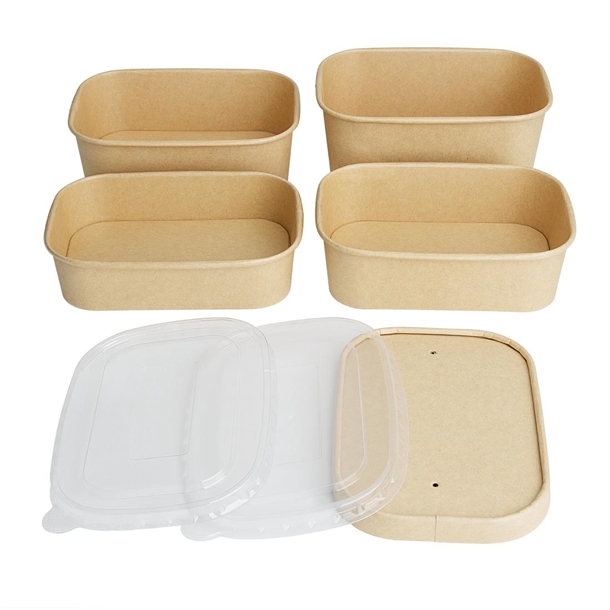 Fiesta Recyclable PET Lids for Rectangular Containers (300 Pack)
