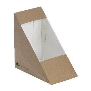 BioPak BioBoard Kraft Takeaway Sandwich Boxes with Window (500 Pack)