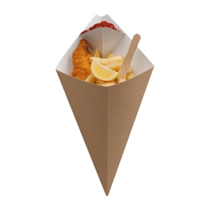 Colpac Large Kraft Cone with Dip Corner - 354x212mm (Pack 500)