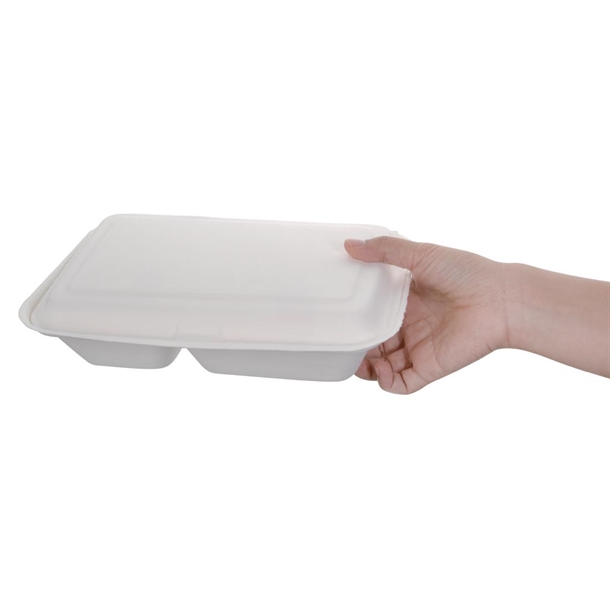 Fiesta Compostable Bagasse Food 2 Compartment Container 253mm (200 Pack)