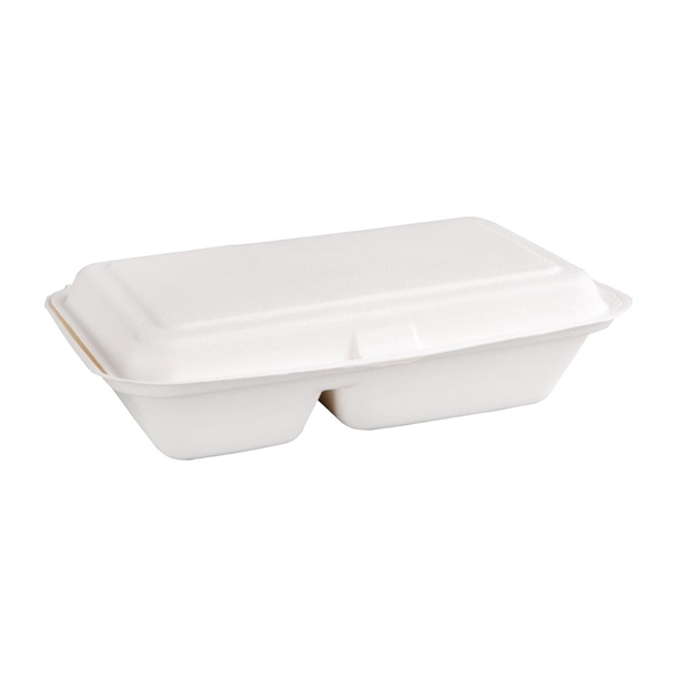 Fiesta Compostable Bagasse Food 2 Compartment Container 253mm (200 Pack)