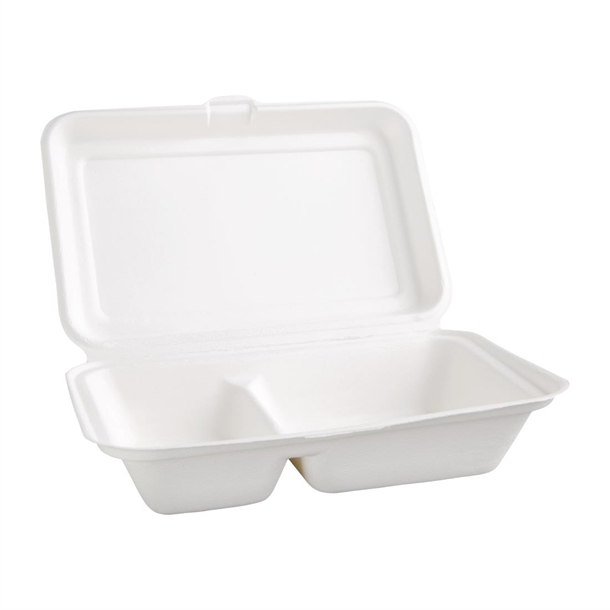 Fiesta Compostable Bagasse Food 2 Compartment Container 253mm (200 Pack)