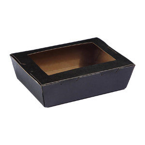 Detpak Extra Small Window Lunch Box Black - 400ml (Pack 200)