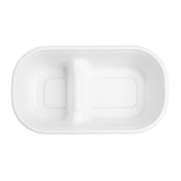 Fiesta Compostable Bagasse Oval 2-Compartment Container - 900ml (100 pack)