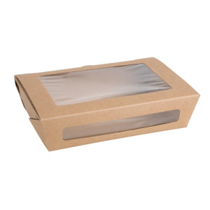Fiesta Compostable Salad Boxes with PLA Windows 1200ml (200 Pack)
