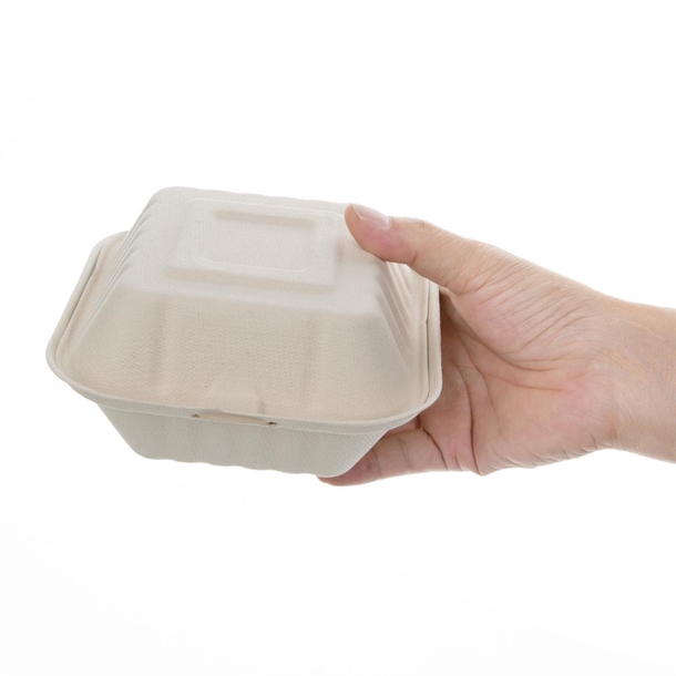 Fiesta Compostable Bagasse Burger Box Natural 152mm (500 Pack)