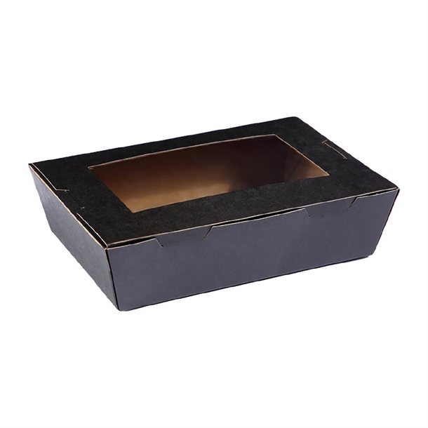 Detpak Medium Window Lunch Box Black - 1100ml (Pack 200)