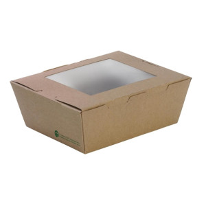 BioPak BioBoard Kraft Takeaway Lunch Boxes with Window Medium (200 Pack)