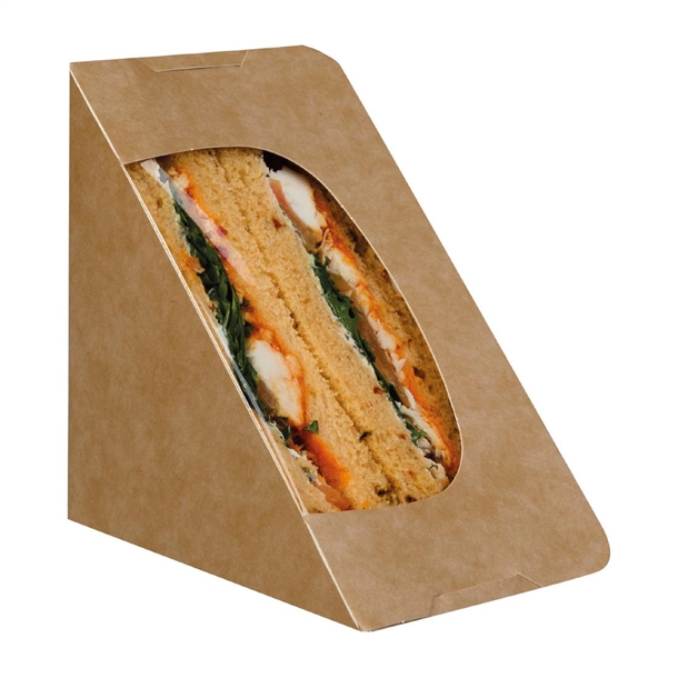 Colpac Self Sealing Sandwich Wedge/PLA Window - Kraft - 125.5x125.5mm (Pack 500)