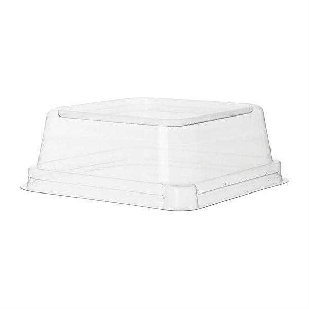 Detpak Sugarcane Square Pla Lid Clear - 138x138x50mm (400 Pack) Detpak Sugarcane Square Pla Lid Clear - 138x138x50mm (400 Pack)