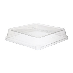 Detpak Sugarcane Square Pla Lid Clear - 200x200x42mm (200 Pack)
