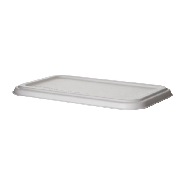 Detpak Sugarcane Flat Lid White - 222x127x13mm (400 Pack) Detpak Sugarcane Flat Lid White - 222x127x13mm (400 Pack)