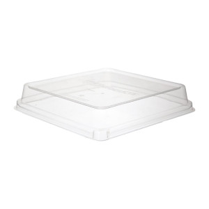 Detpak Sugarcane Square Pla Lid Clear - 225x225x42mm (200 Pack)