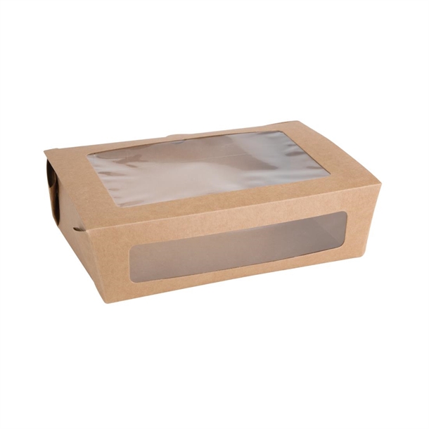 Fiesta Compostable Salad Boxes with PLA Windows 1600ml (200 Pack)