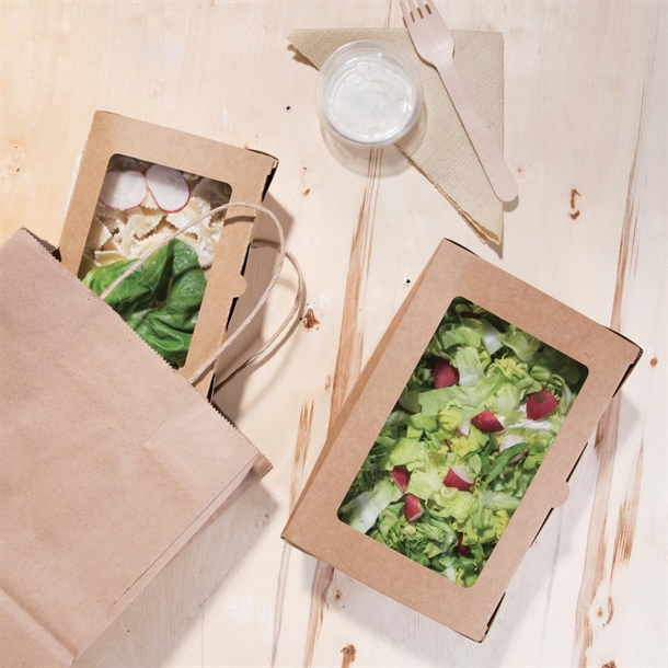 Fiesta Compostable Salad Boxes with PLA Windows 1600ml (200 Pack)