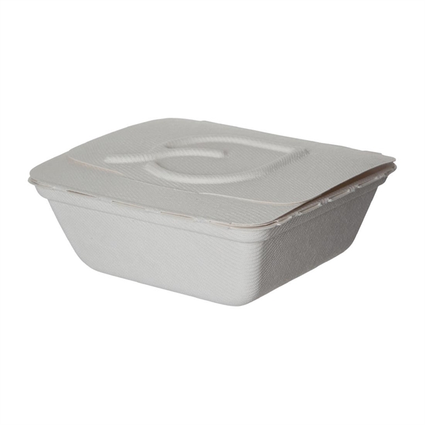 Detpak Small Sugarcane Folia One-Piece Container White (300 Pack)