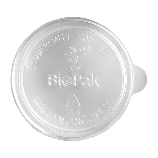 BioPak PLA Lid for BioCane Sauce Cup 60ml Clear (1000 Pack)