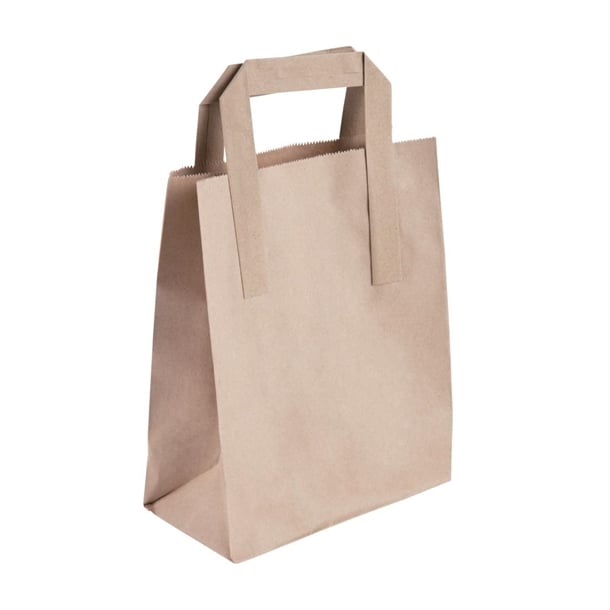 Fiesta Compostable Recycled Brown Paper Carrier Bags Small (250 Pack) Fiesta Compostable Recycled Brown Paper Carrier Bags Small (250 Pack)