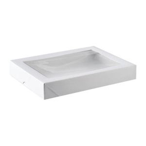 Detpak Flat Long Patisserie Box White (Pack 50)