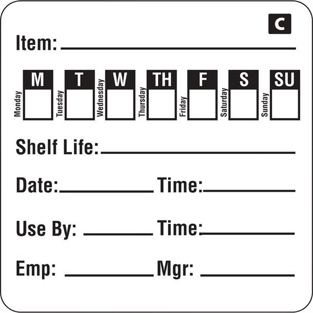 Hygiplas Freezable Day of the Week Labels (500 Pack) Hygiplas Freezable Day of the Week Labels (500 Pack)