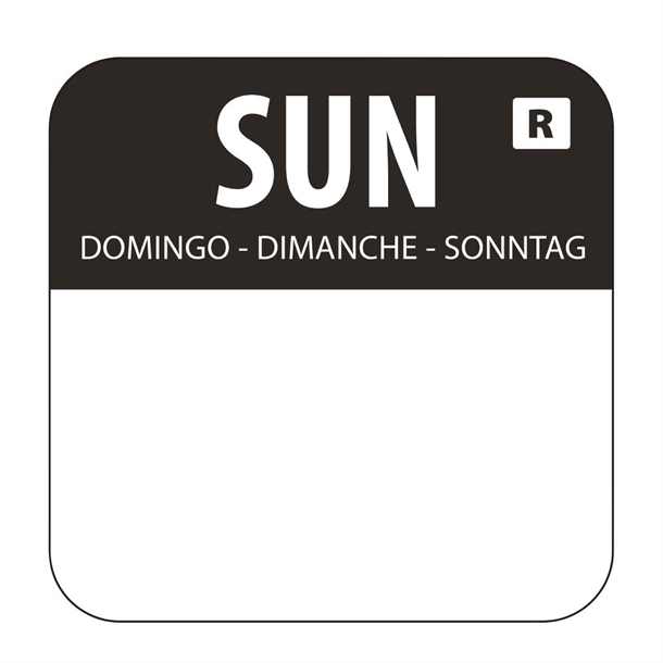 Hygiplas Removable Colour Coded Food Labels Sunday (1000 Pack) Hygiplas Removable Colour Coded Food Labels Sunday (1000 Pack)