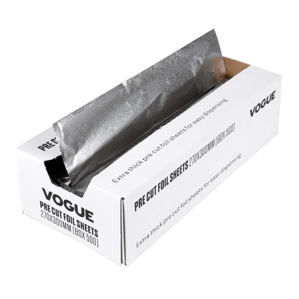 Vogue Aluminium Foil Sheets 270x300mm (500 Pack) Vogue Aluminium Foil Sheets 270x300mm (500 Pack)
