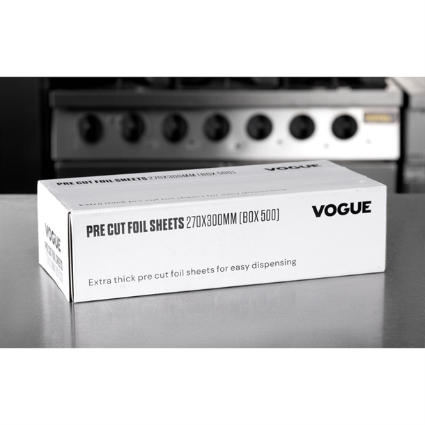 Vogue Aluminium Foil Sheets 270x300mm (500 Pack) Vogue Aluminium Foil Sheets 270x300mm (500 Pack)