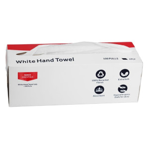 Nisbets Essentials White Hand Towels 1ply 100 Sheets (36 Pack)