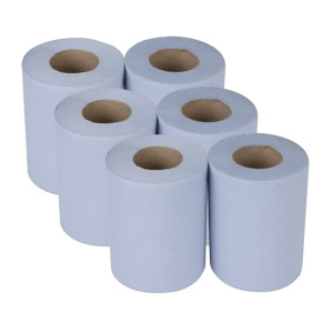 Nisbets Essentials Centrefeed Blue Rolls 2-Ply 320 Sheets (6 Pack)