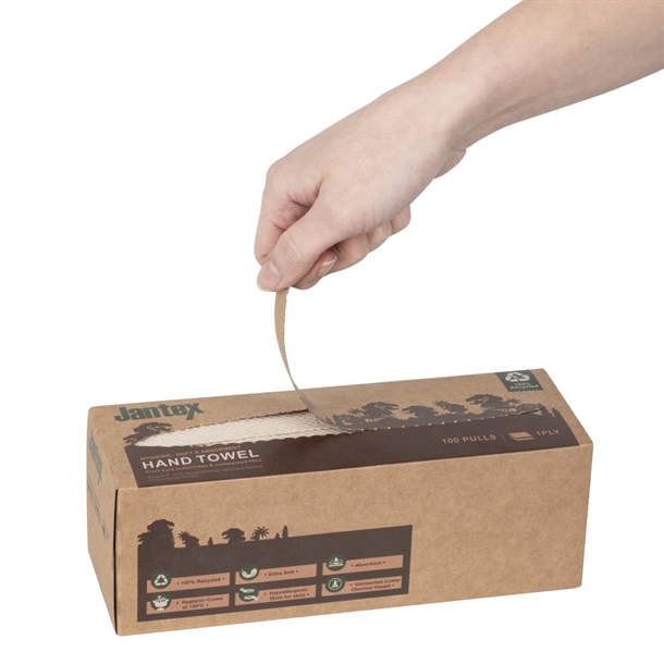 Jantex Green 100% Recycled 1ply Hand Towel 100 Sheets (36 Pack)