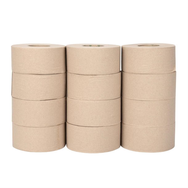 Jantex Green 100% Recycled Mini Jumbo Roll Refill 2ply - 150m (12 Pack)