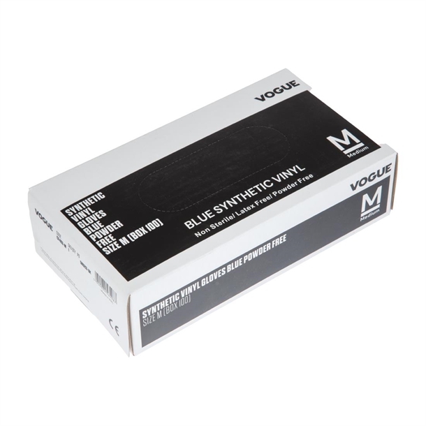 Vogue Powder Free Blue Vinyl Gloves