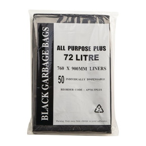 Jantex All Purpose Garbage Bags Black 72Ltr (50 Pack)