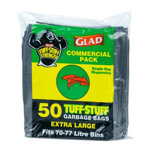 Glad tuff stuff garbage bag XL 70-77ltr (50 Pack)