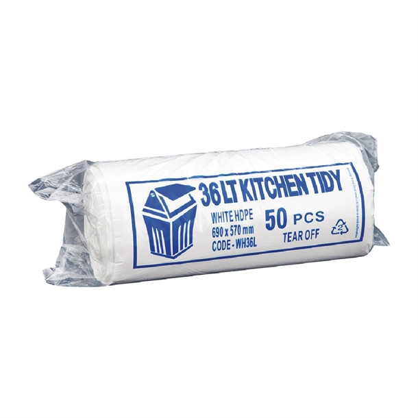 Jantex Kitchen Tidy White Garbage Bags Large 36Ltr (50 Pack) Jantex Kitchen Tidy White Garbage Bags Large 36Ltr (50 Pack)