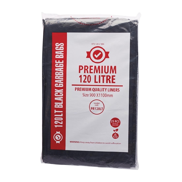 Jantex Premium Garbage Bags Black 120Ltr (25 Pack) Jantex Premium Garbage Bags Black 120Ltr (25 Pack)