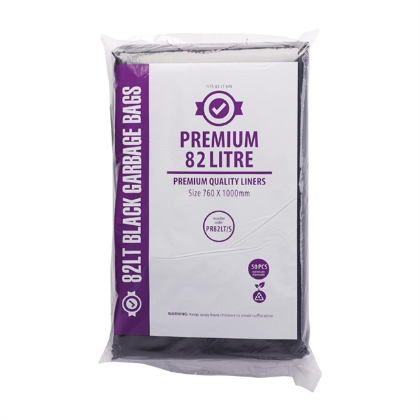 Jantex Premium Garbage Bags Black 82Ltr (50 Pack) Jantex Premium Garbage Bags Black 82Ltr (50 Pack)