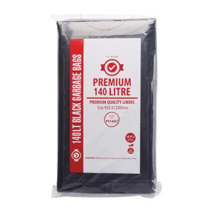 Jantex Premium Garbage Bags Black 140Ltr (50 Pack)