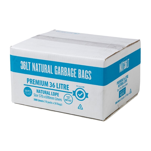 Jantex Kitchen Tidy Food Safe Garbage Bags Clear 36Ltr (50 Pack) Jantex Kitchen Tidy Food Safe Garbage Bags Clear 36Ltr (50 Pack)