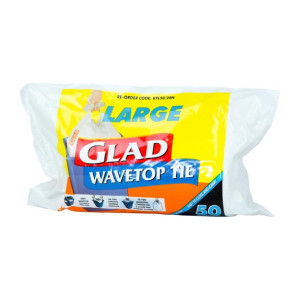 Glad Kitchen Wavetop Tie Tidy Garbage Bags - Large 46Ltr (50 Pack)