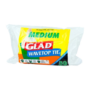 Glad Kitchen Wavetop Tie Tidy Garbage Bags - Medium 27Ltr (50 Pack)