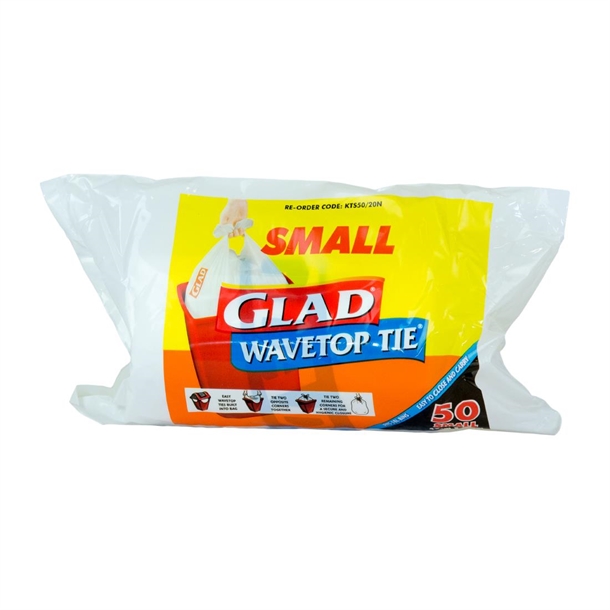 Glad Kitchen Wavetop Tie Tidy Garbage Bags - Small 18Ltr (50 Pack) Glad Kitchen Wavetop Tie Tidy Garbage Bags - Small 18Ltr (50 Pack)